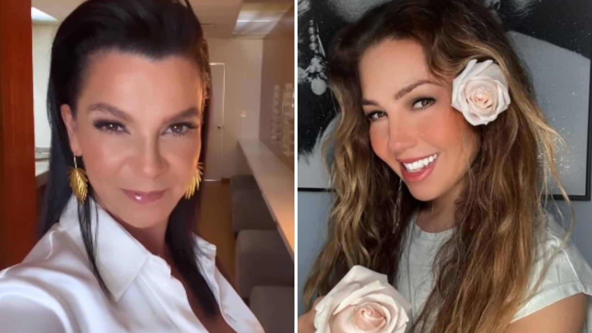 Mariana Garza imita a Thalía usando un filtro con el rostro de cantante y causa sensación.