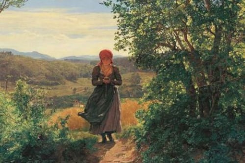 ¿Una viajera del tiempo?: pintura de hace 150 años mostraría a joven usando un celular y desata el misterio