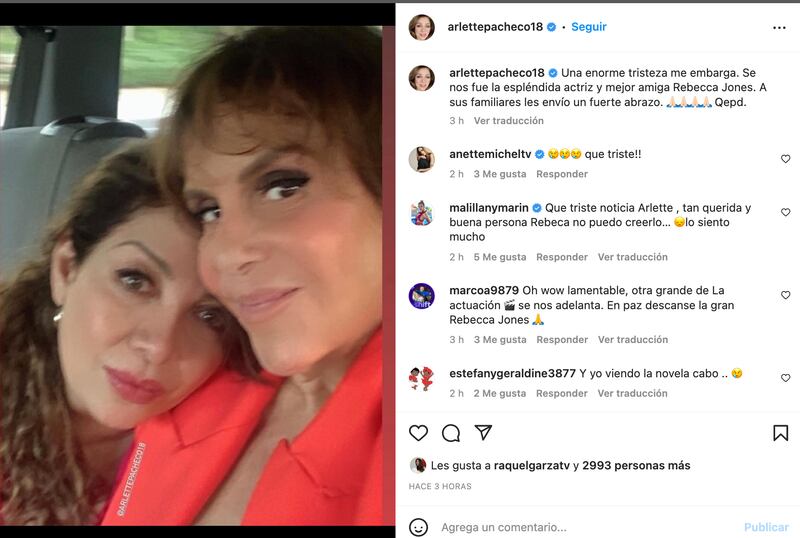 Arlette Pacheco despide a Rebecca Jones