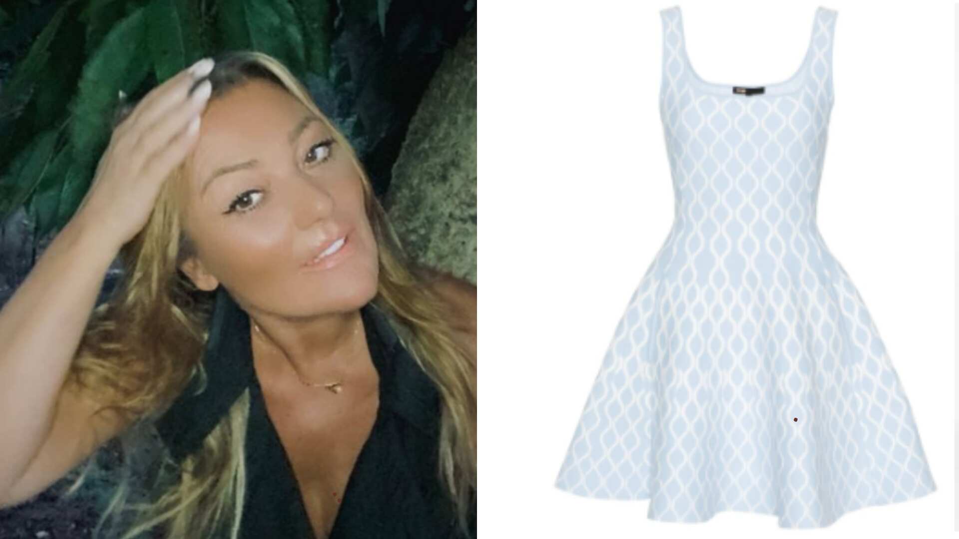 Amaia Montero regresó al escenario con vestido skater con estampado jacquard.