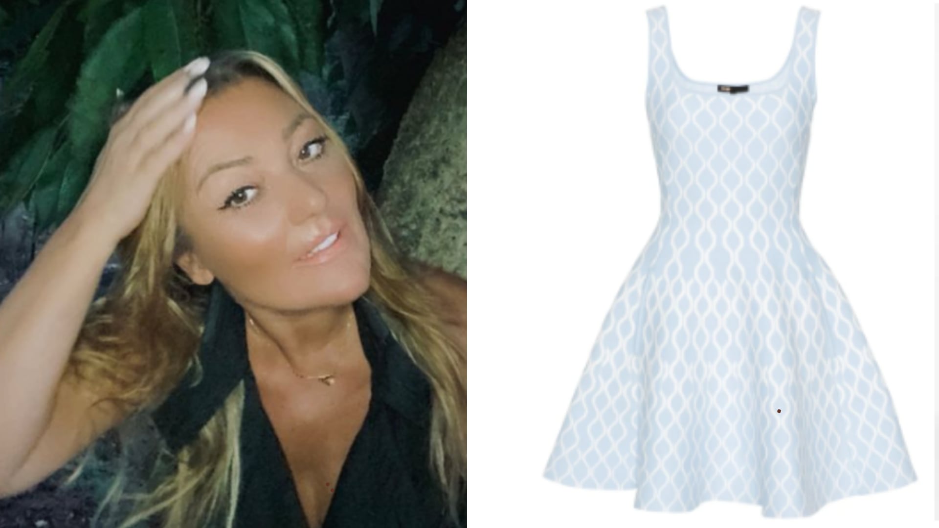 Amaia Montero regresó al escenario con vestido skater con estampado jacquard.