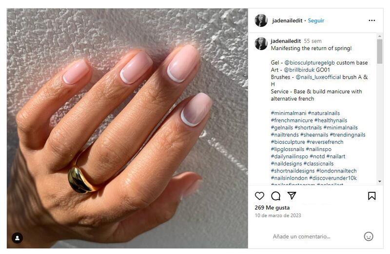 La manicura francesa invertida es la última versión de las 'french nails' clásicas en tendencia