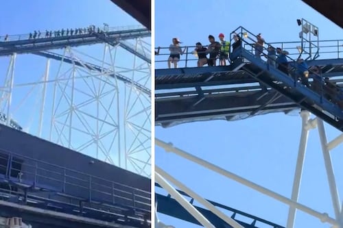 Pánico en parque de diversiones, visitantes quedan atrapados en lo alto de montaña rusa por un apagón