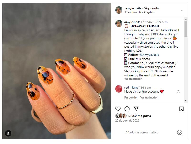 Las 'amber nails' son una de las últimas tendencias en cuanto a manicura para el otoño