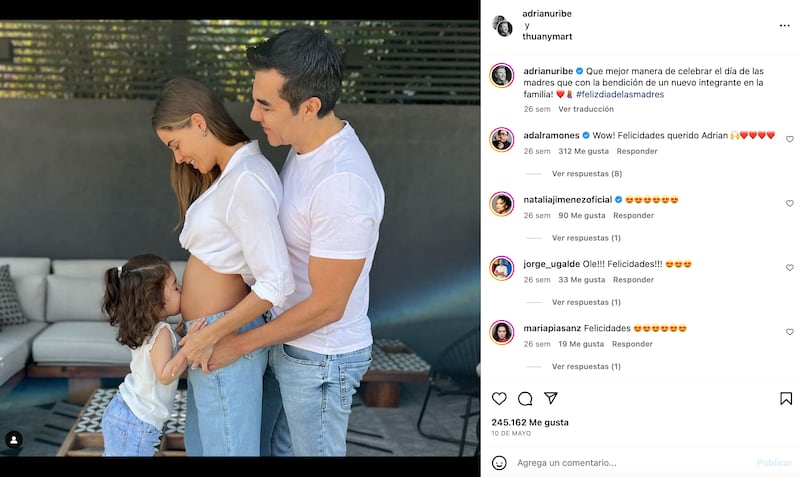 Adrián Uribe, Thuany Martins y su hija Emily