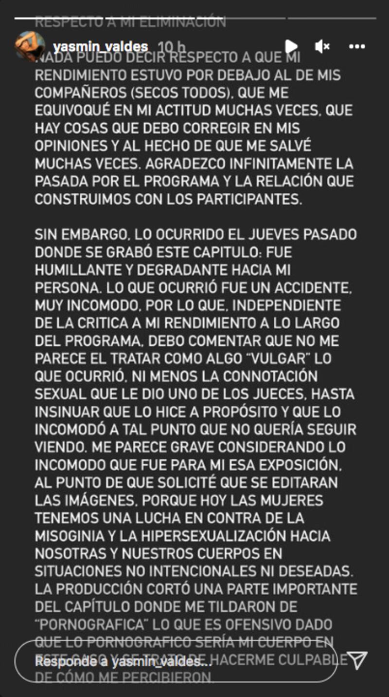Yasmín Valdés arremetió contra jurado de "Aquí se Baila"