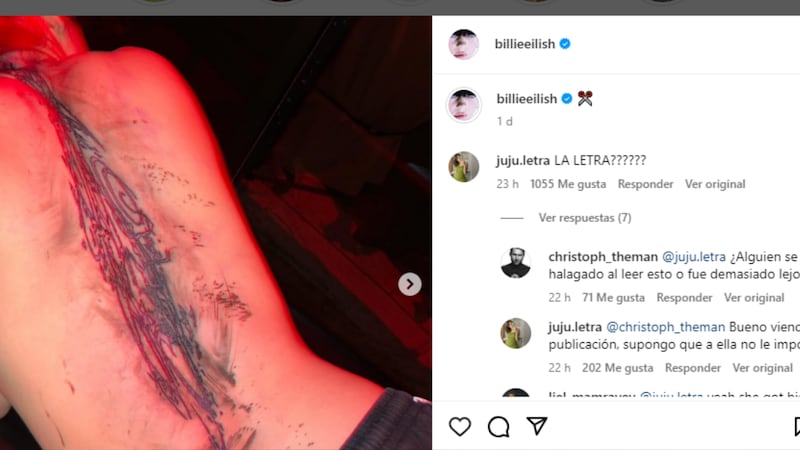Con cara de ¿what?: Así se quedaron fans al ver el nuevo y rarísimo tatuaje de Billie Eilish