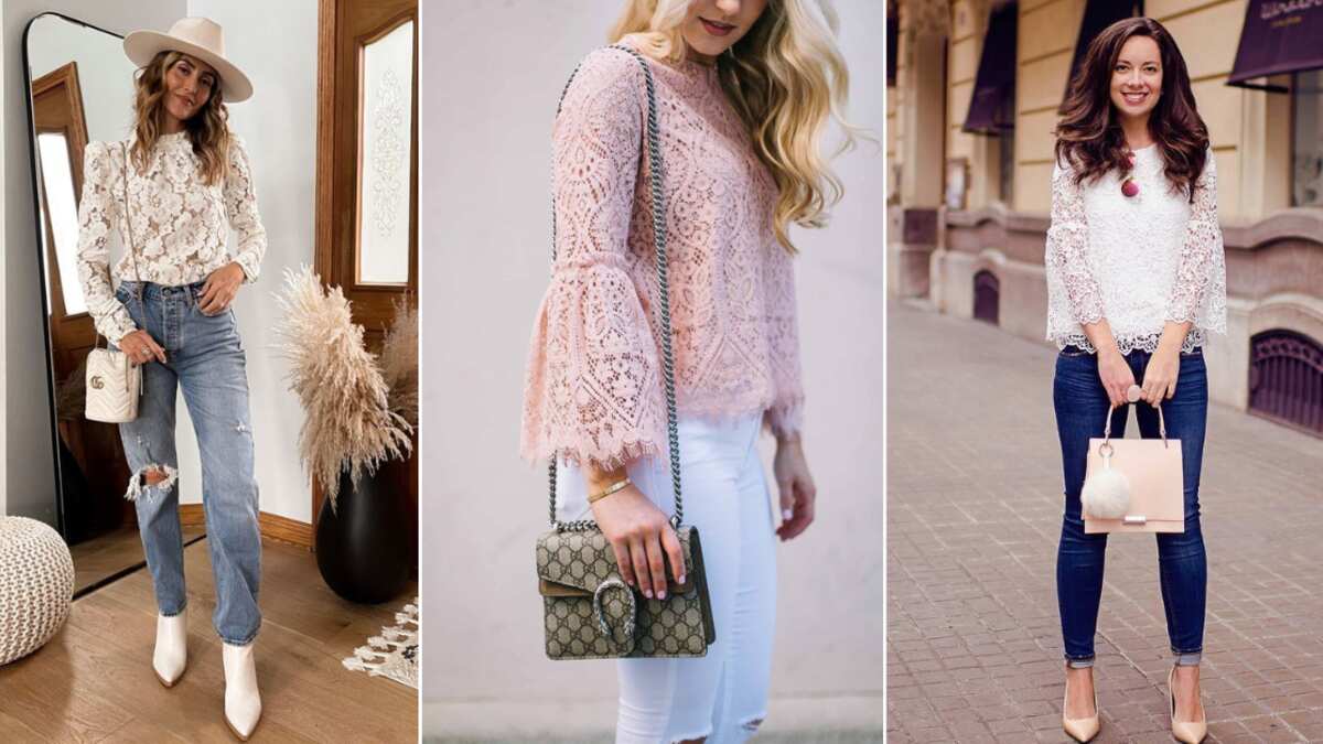 Blusas de encaje con jeans