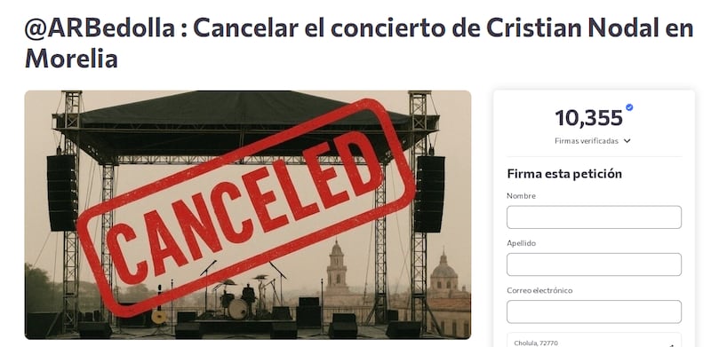 Petición para cancelar concierto de Christian Nodal en Morelia