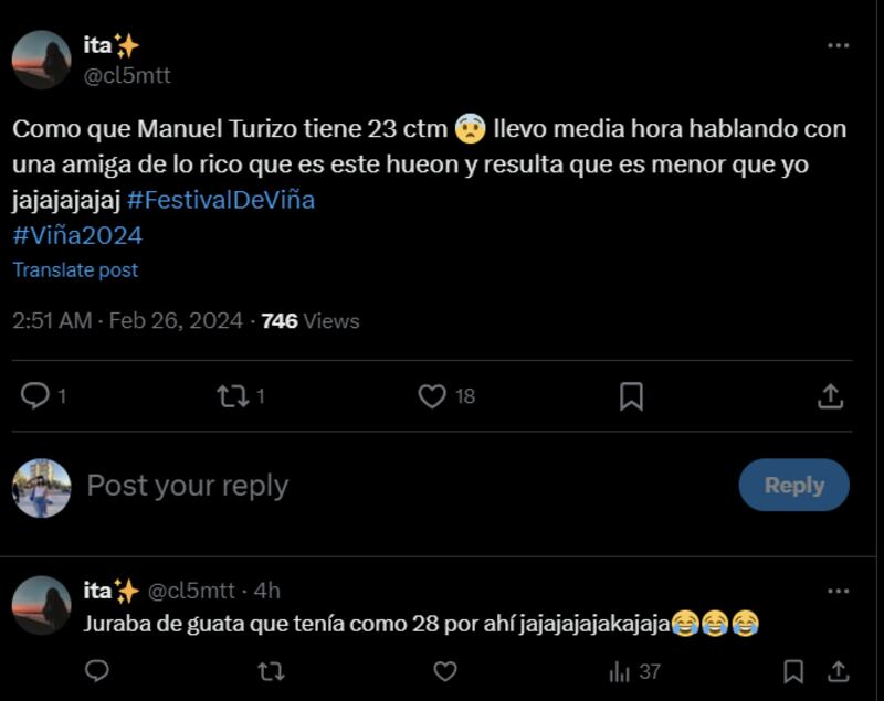 Reacción edad de Manuel Turizo
