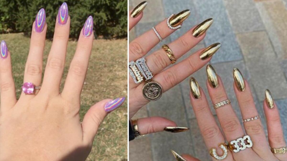 Uñas almendradas espejo