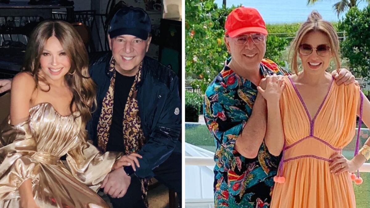 Tommy Mottola con su esposa, Thalía