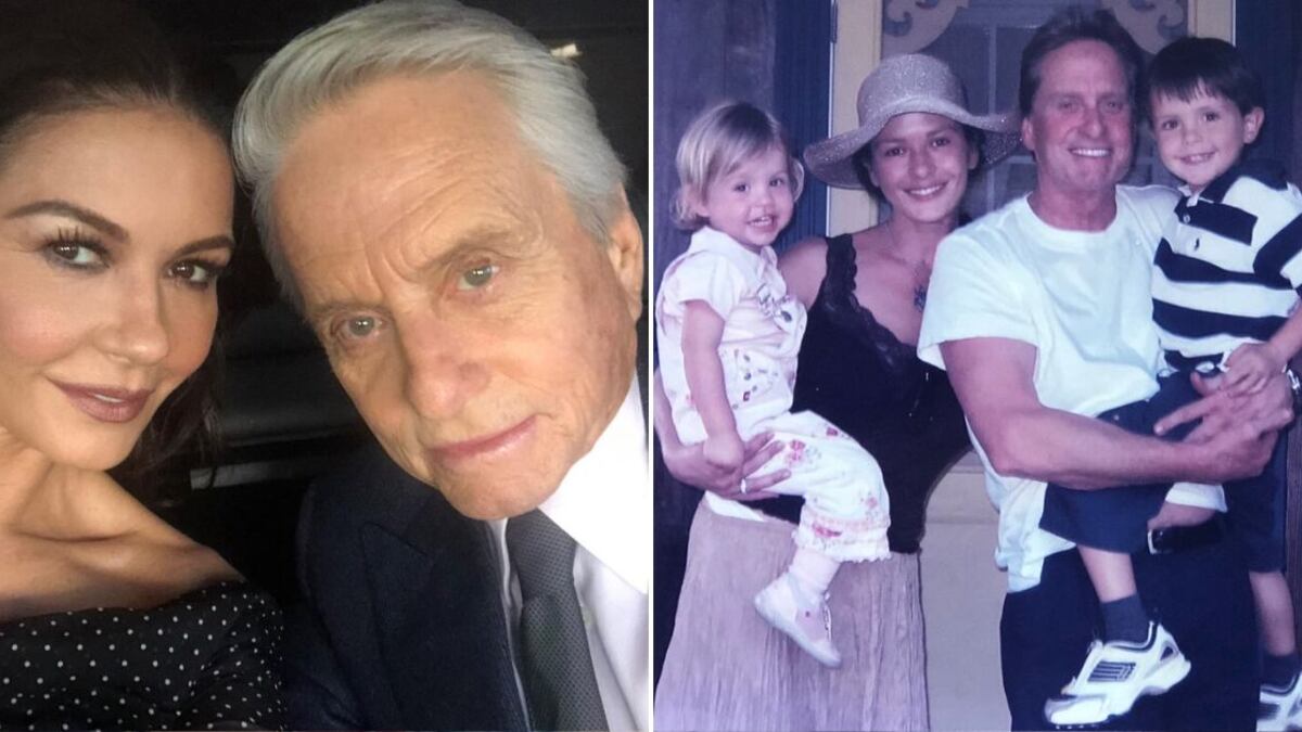 Michael Douglas y Catherine Zeta-Jones junto a sus dos hijos en común, Dylan y Carys