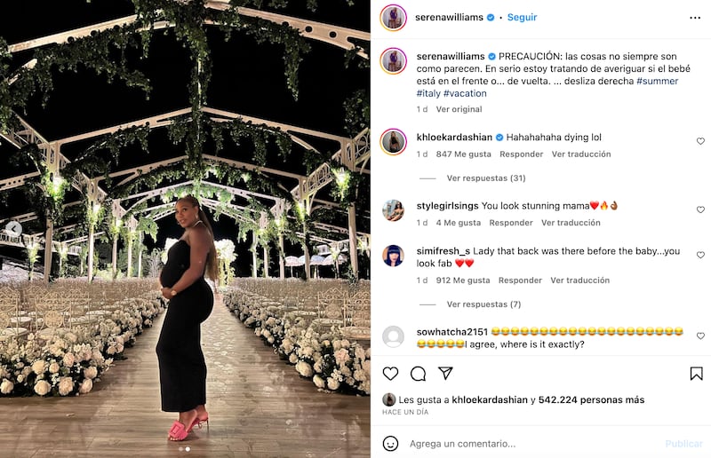 Serena Williams muestra su embarazo.