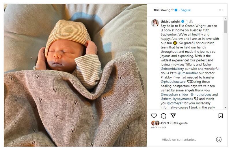 Bonnie Wright anunció el nacimiento de su primer hijo con esta tierna foto del bebé