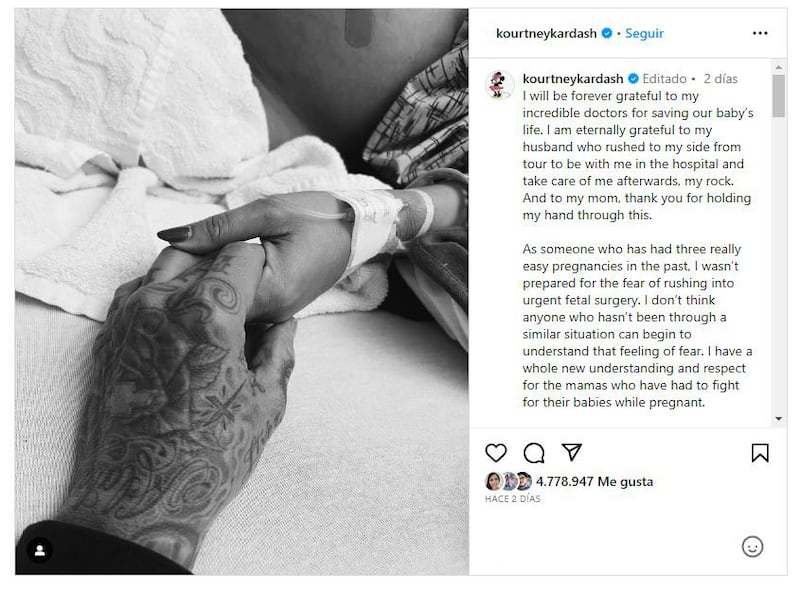 El bebé de Kourtney Kardashian y Travis Barker tuvo que ser sometido a una cirugía fetal