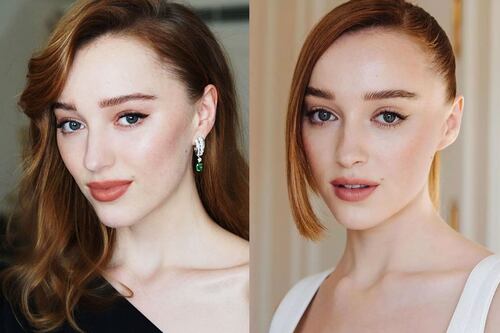 Phoebe Dynevor, de “Bridgerton”, conquista con chaqueta de cuero marrón y jeans azules rotos