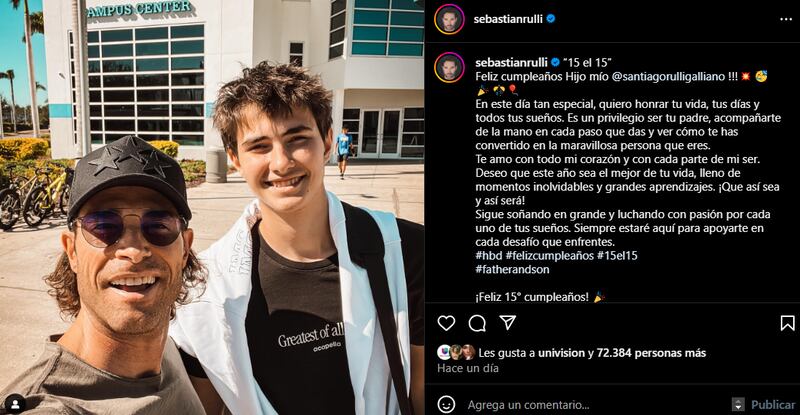 Sebastián Rulli y su hijo actualmente