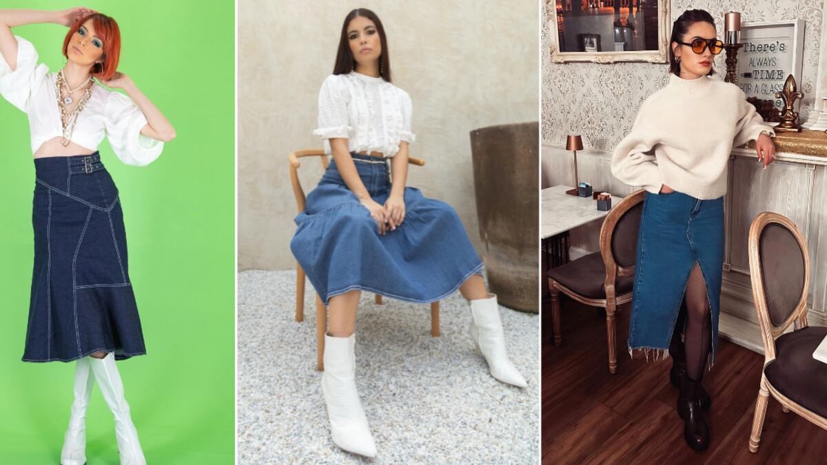 ¿Cómo usar faldas midi con botas?