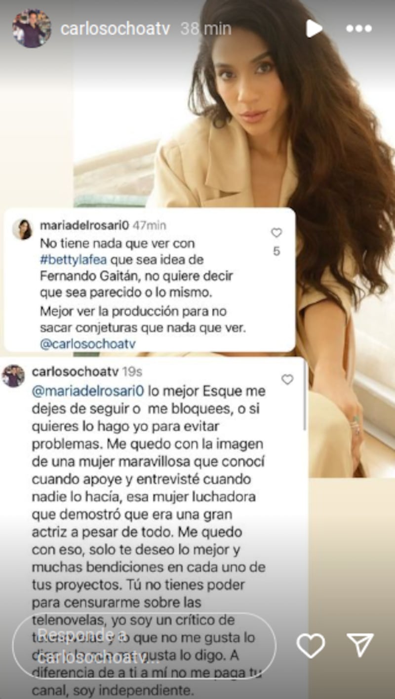 Actriz María del Rosario desde sus redes sociales