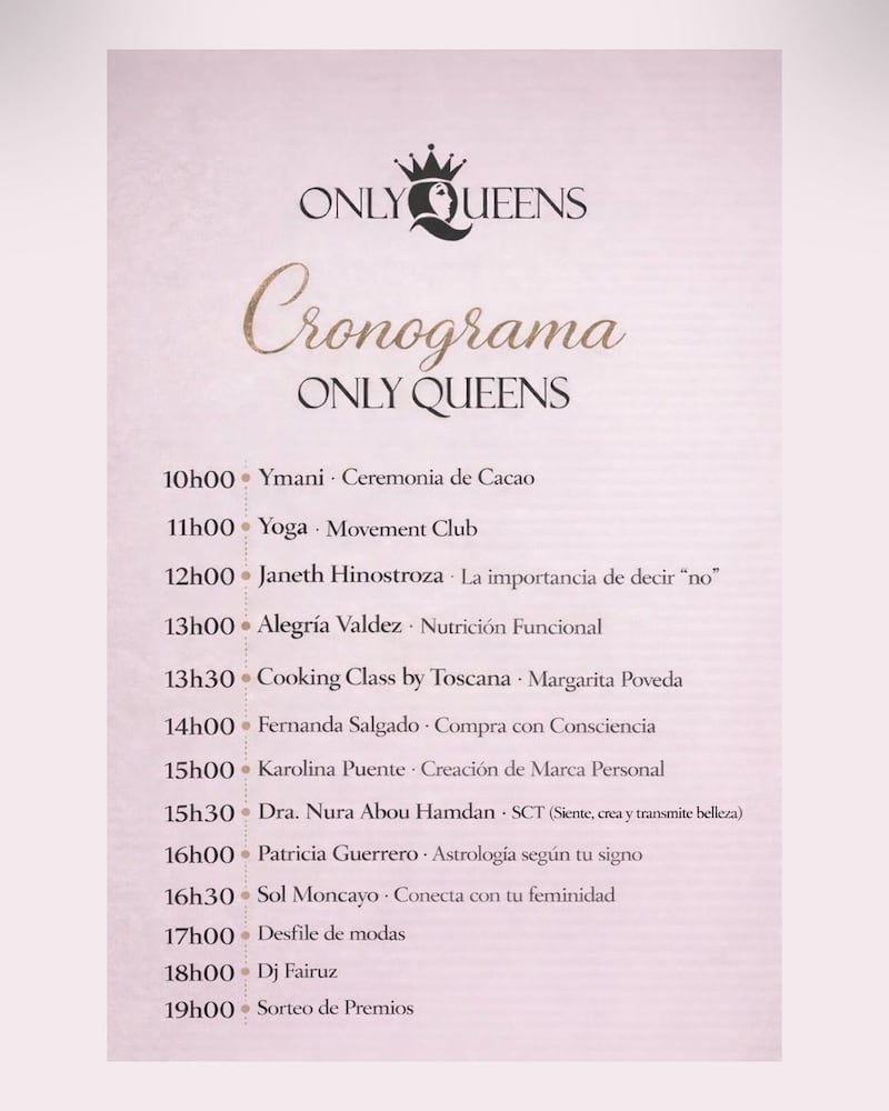 Cronograma del evento