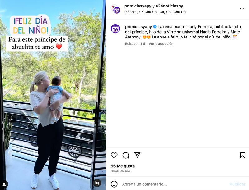 Ludy Ferreira cargando a su nieto
