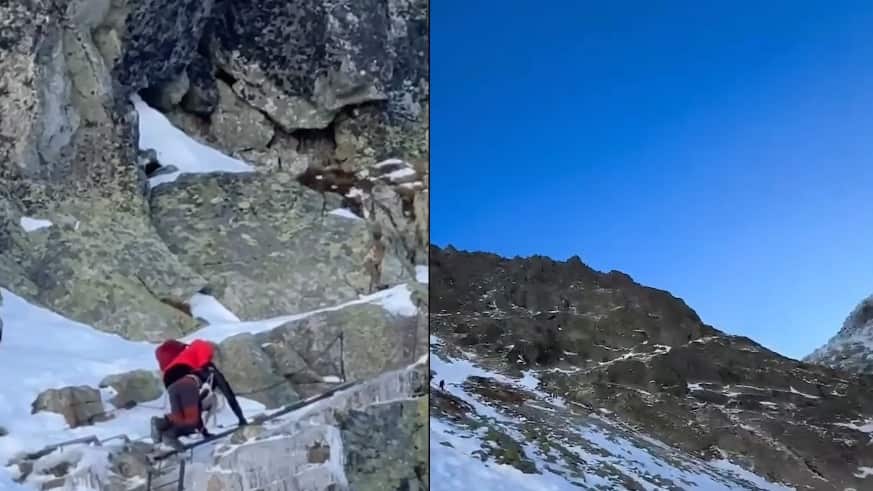 Pareja intenta escalar el pico más alto de Polonia con su bebé