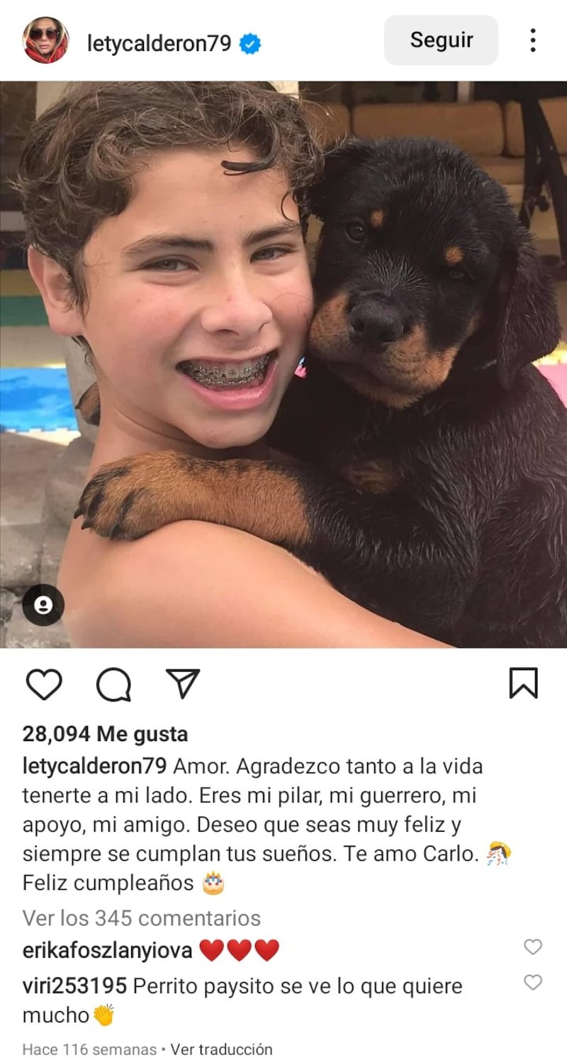 Lety Calderón considera a su hijo menor "un gran ángel"