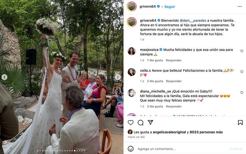 Así fue el espectacular vestido de novia de Gala Ricote, hija de Gaby Rivero.