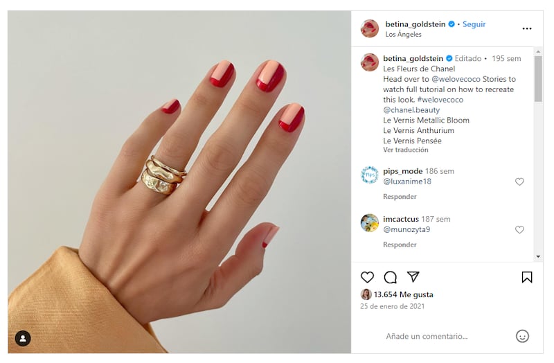 Las uñas 'color block' permiten jugar con todos los colores del espectro cromático