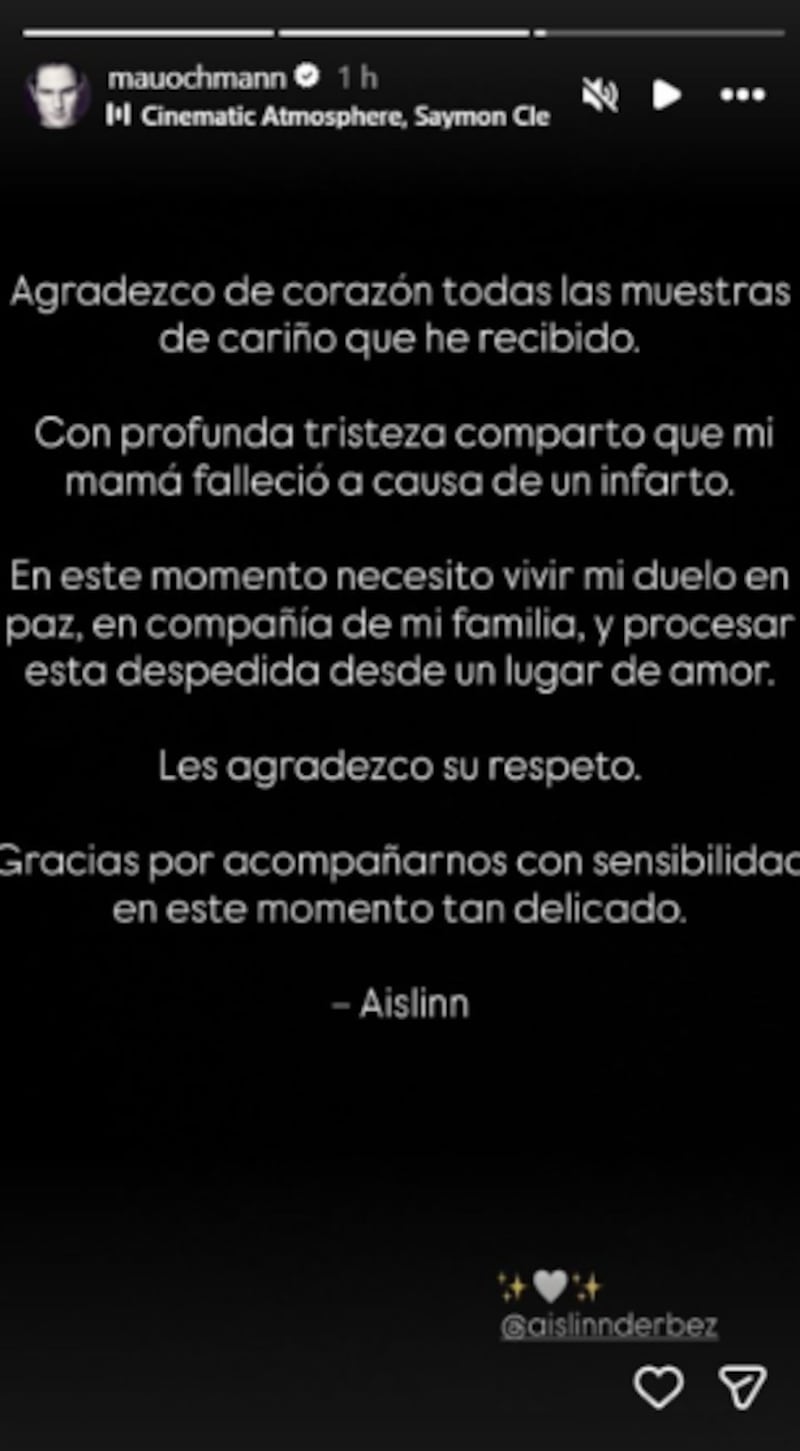 Mauricio Ochmann reacciona a la muerte de la mamá de Aislinn Derbez