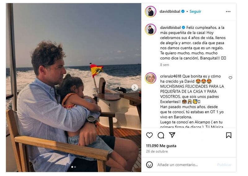 David Bisbal junto a su hija menor, Bianca