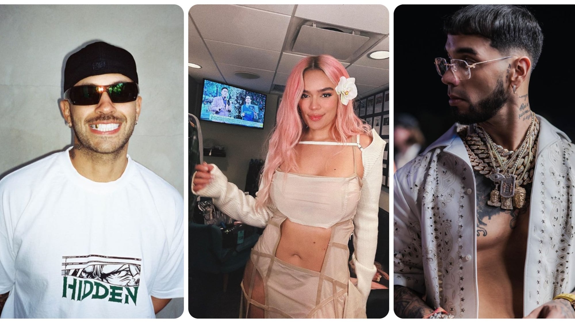 El público se sorprendió luego de que Anuel mencionara a Feid y Karol G durante el Show