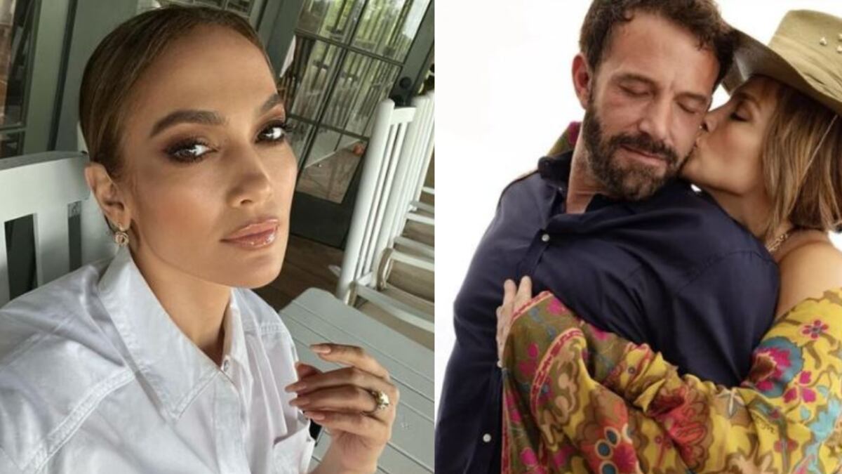 Jennifer Lopez luce felizmente enamorada.