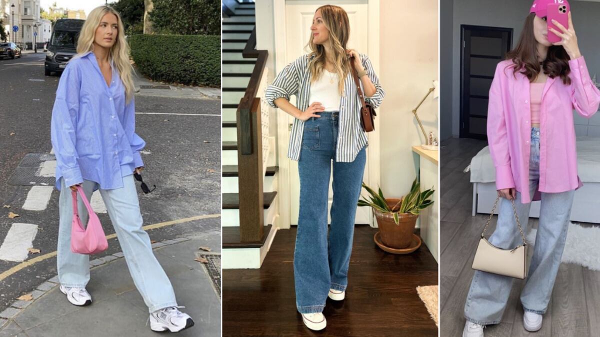 Los wide leg jeans quedan mejor con camisa y tenis, aquí te decimos como lograr una combinación elegante.