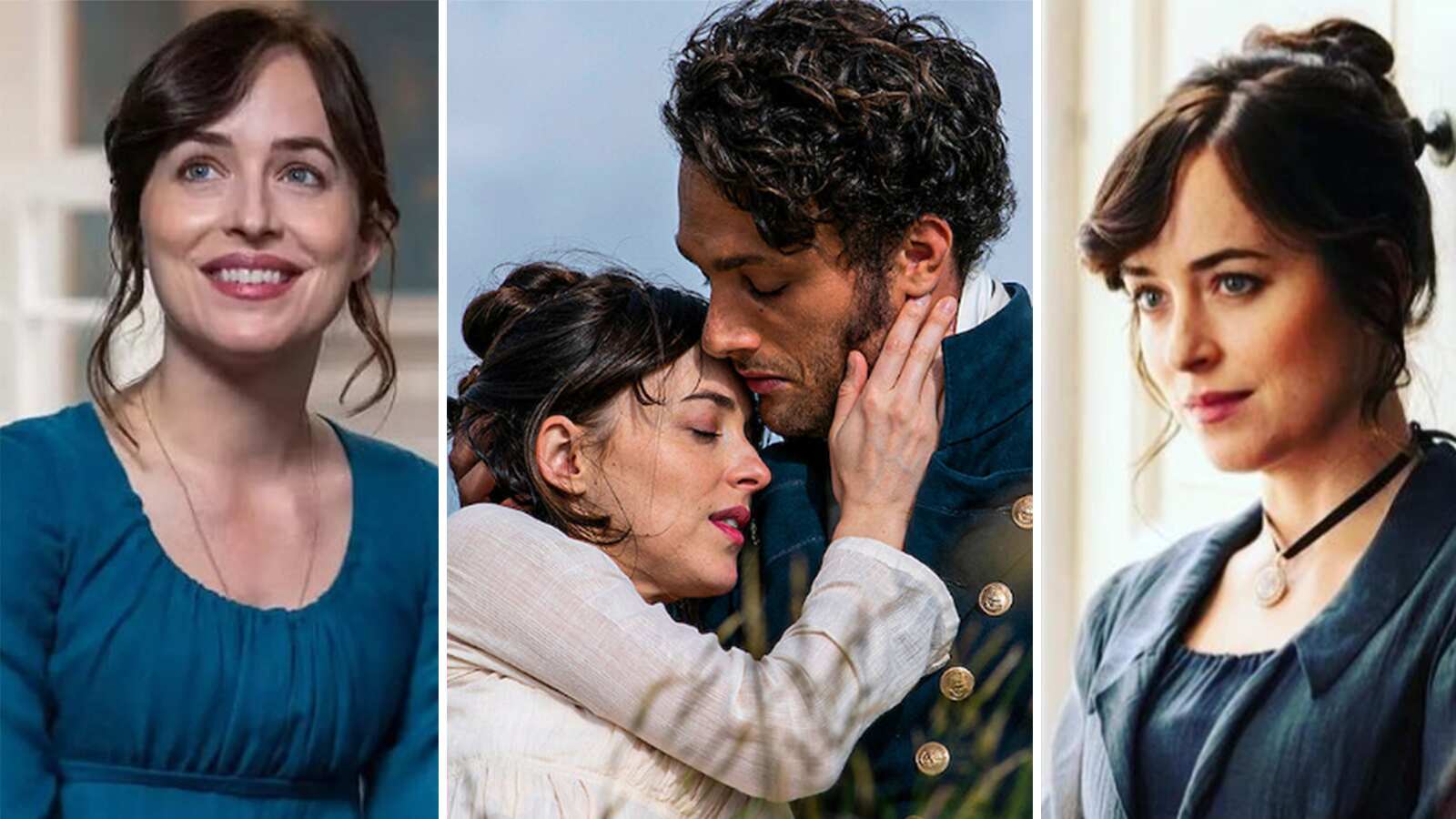 Dakota Johnson en escenas de la película 'Persuasión'.