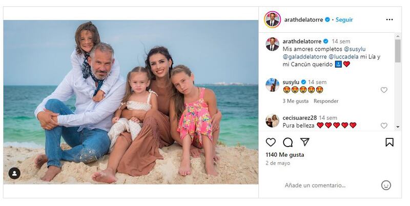 Arath de la Torre es el orgulloso padre de tres hijos con Susy Lu