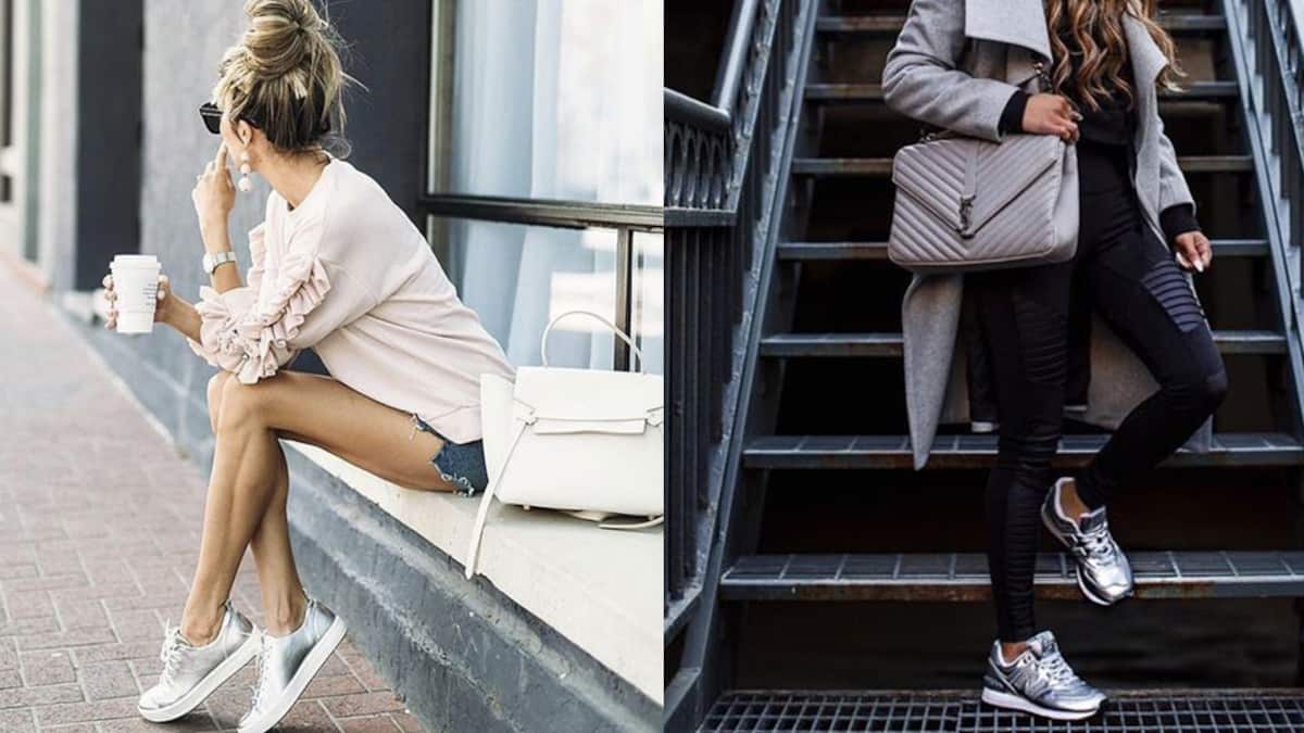 Moda tenis plateados