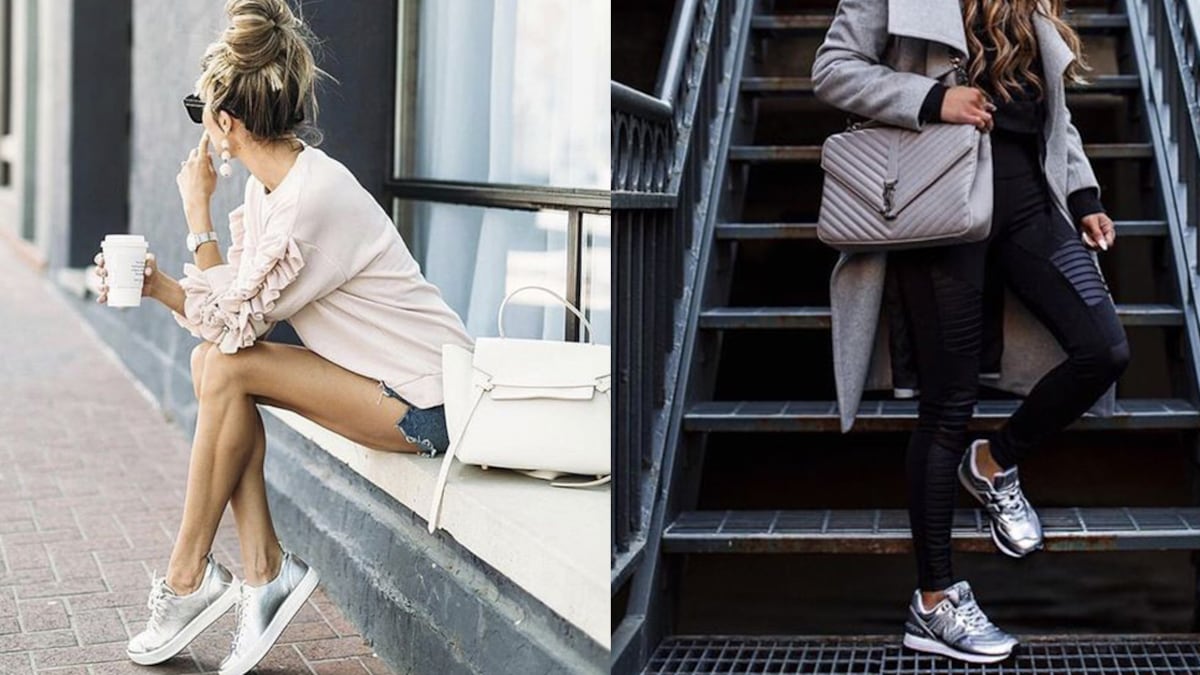 Moda tenis plateados