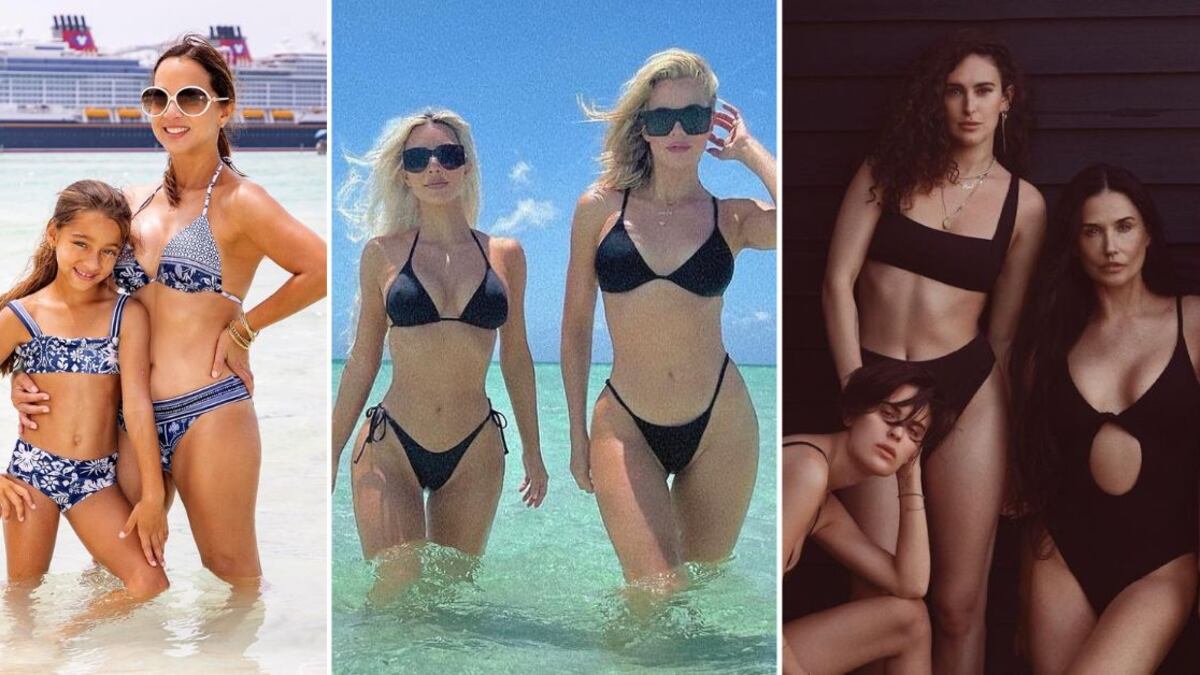 Adamari López, las Kardashian y Demi Moore son famosas que han llevado bañadores a juego con sus familias