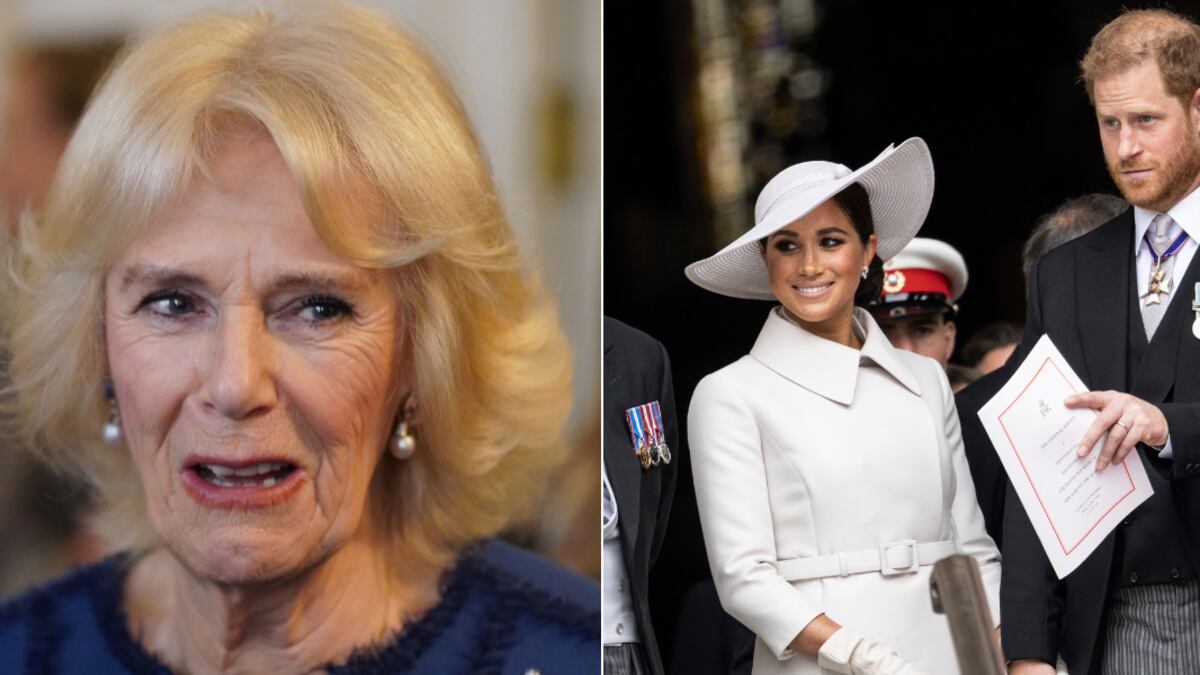 Camila Parker, Meghan Markle y el príncipe Harry.