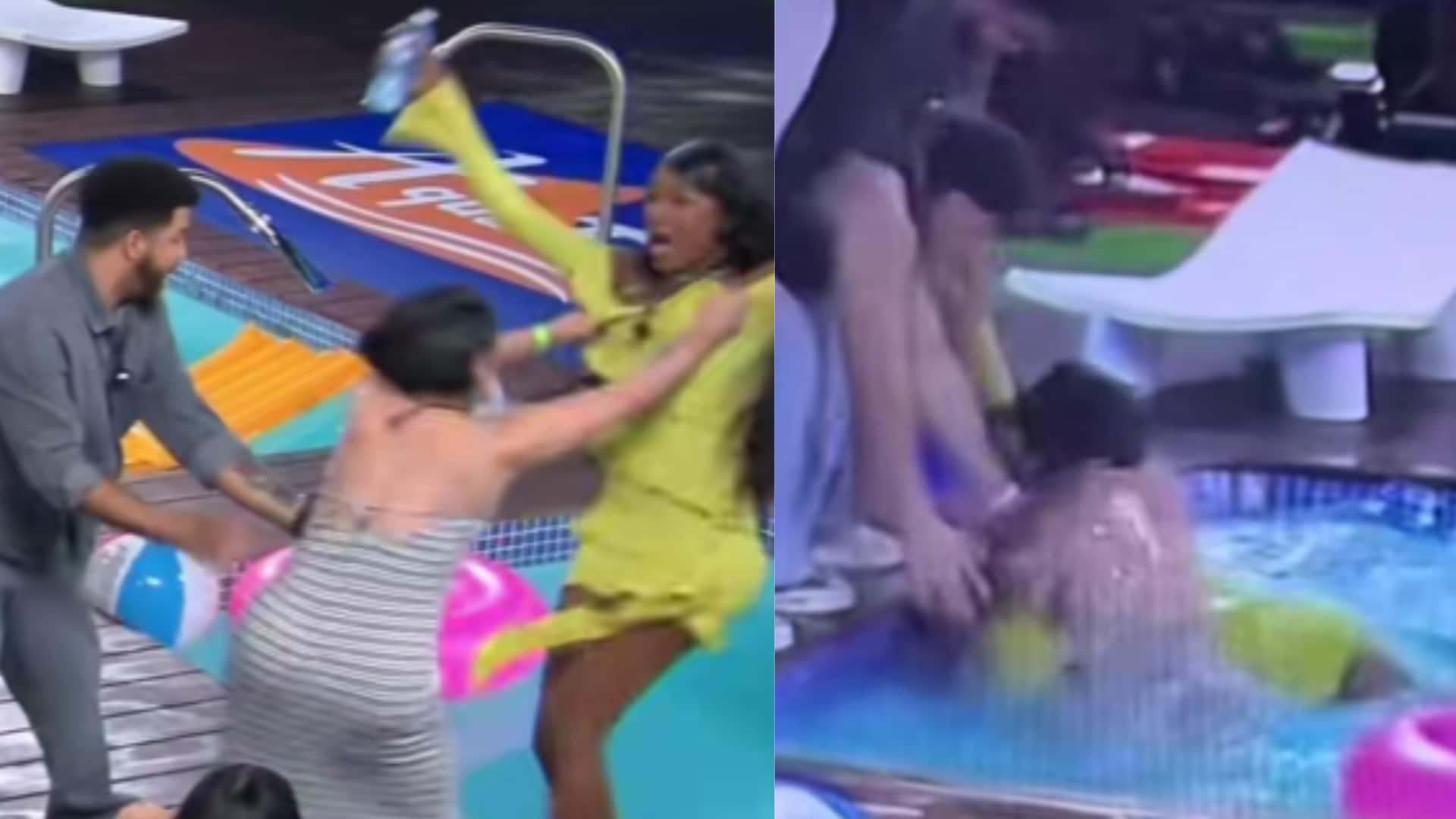Yina Calderón lanzó a Piry a la piscina en La Mansión de Luinny; video