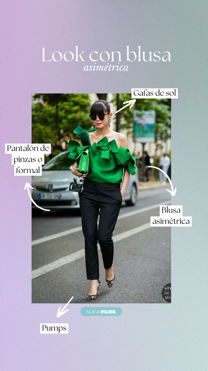 Blusas asimétricas que serán tendencia este 2025.