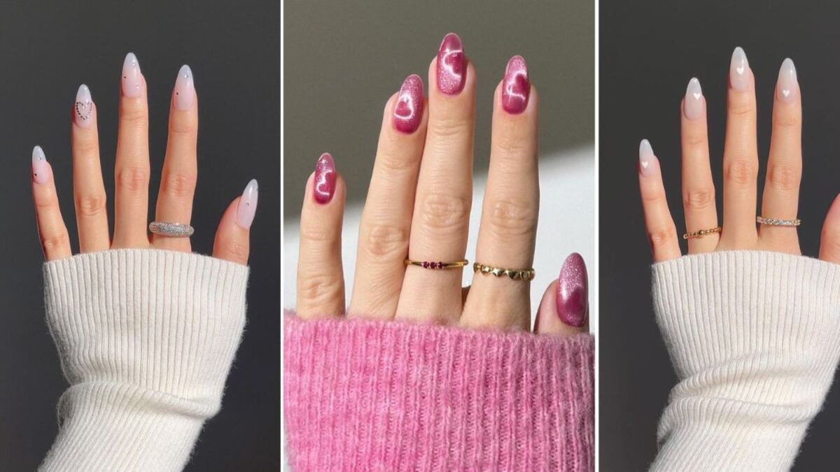 Una manicura con corazones es perfecta para celebrar el Día de San Valentín