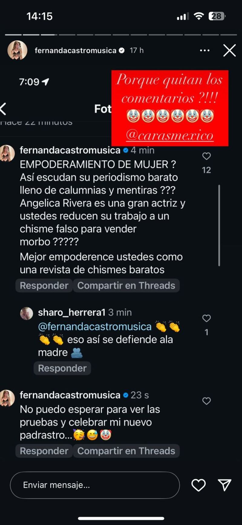 Fernanda Castro arremete contra la revista Caras