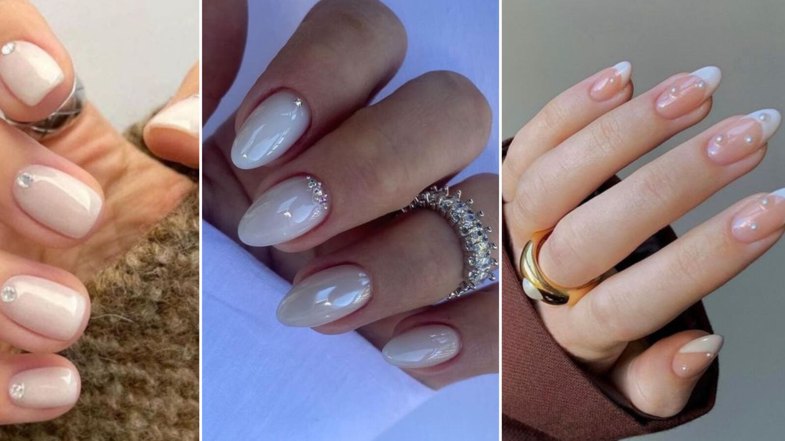 Uñas blancas con piedras