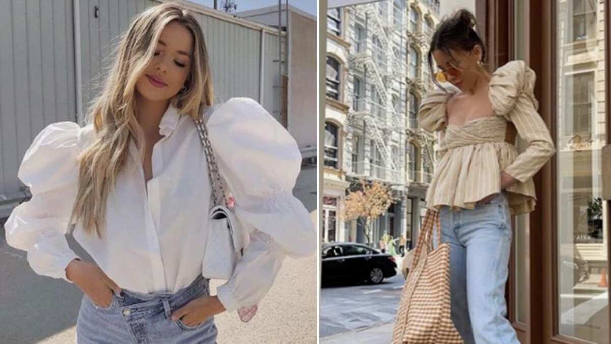 Moda blusas manga globo