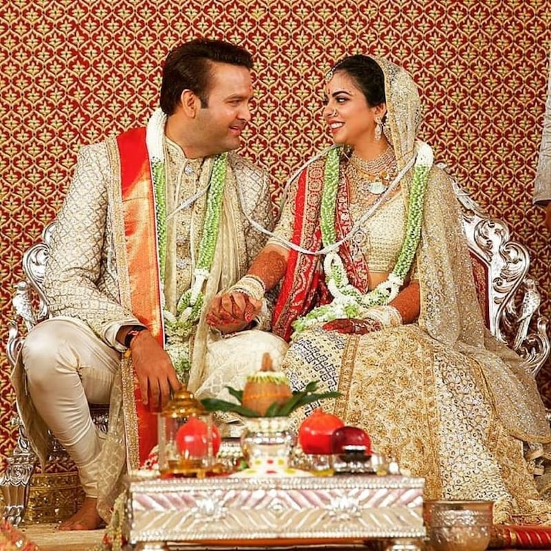 Isha Ambani y Anand Piramal se casaron en 2018 y gastaron $100 millones.