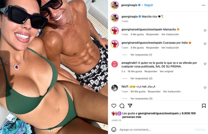 Georgina Rodríguez y Cristiano Ronaldo de vacaciones