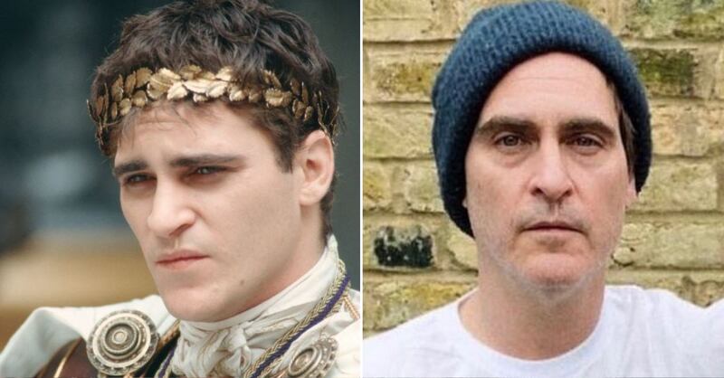 Joaquin Phoenix en 'Gladiador' y en la actualidad